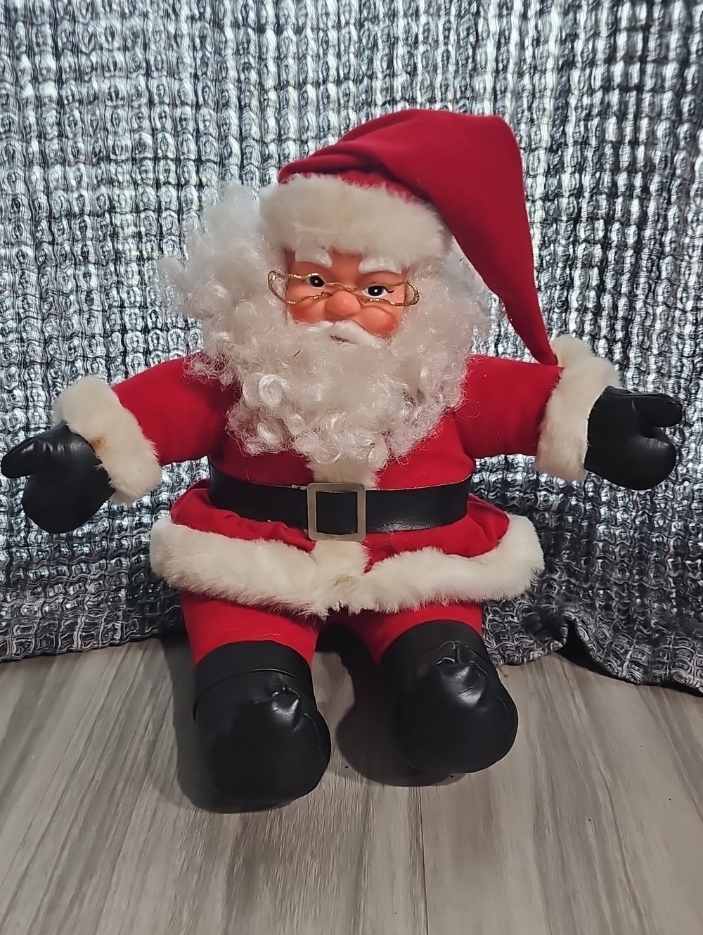 Classic Red Santa Plush Toy with Black Boots and Belt